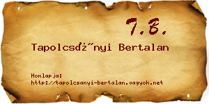 Tapolcsányi Bertalan névjegykártya