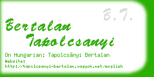 bertalan tapolcsanyi business card